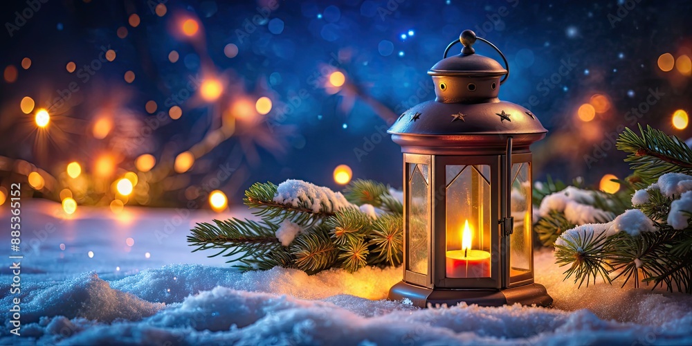 Christmas lantern glowing in the night with a beautiful holiday atmosphere, Christmas, lantern, night, holiday, decoration Christmas lantern glowing in the night with a beautiful holiday atmosphere, Christmas, lantern, night, holiday, decoration