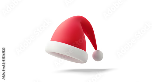 Realistic Santa Hat, Christmas Decoration. Isolated Vector Red and White Hat on Transparent Background, Symbolizing Holiday and Festive Elements for Creative Projects.