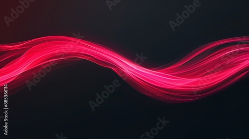 Abstract Red Light Wave on Black Background, Flowing Neon Line, Modern Futuristic Design, Dynamic Energy Concept, Digital Technology, Vibrant Glowing Lines, Minimalist Abstract Art