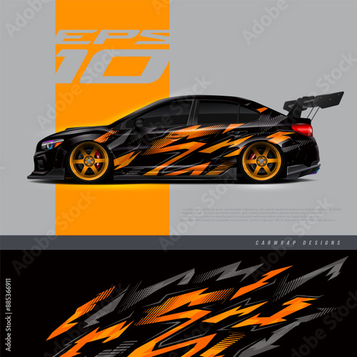 Car wrap decal design concept. Abstract grunge background for wrap vehicles, race cars, cargo vans, pickup trucks and livery.