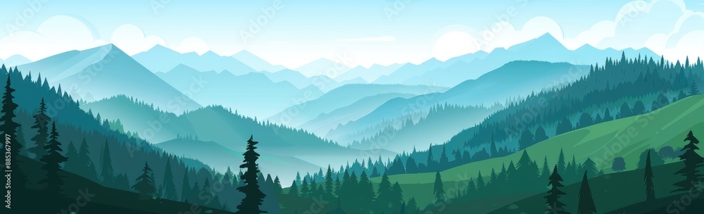 Obraz premium Misty Mountain Landscape