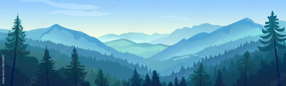 Fototapeta premium Mountainous Landscape in Blue Hues