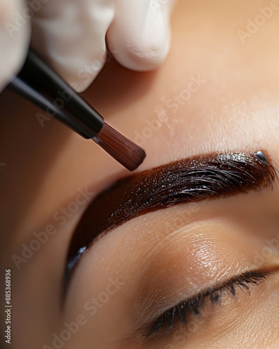 applying eyebrow tint