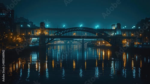 Night shot of an illuminated bridge