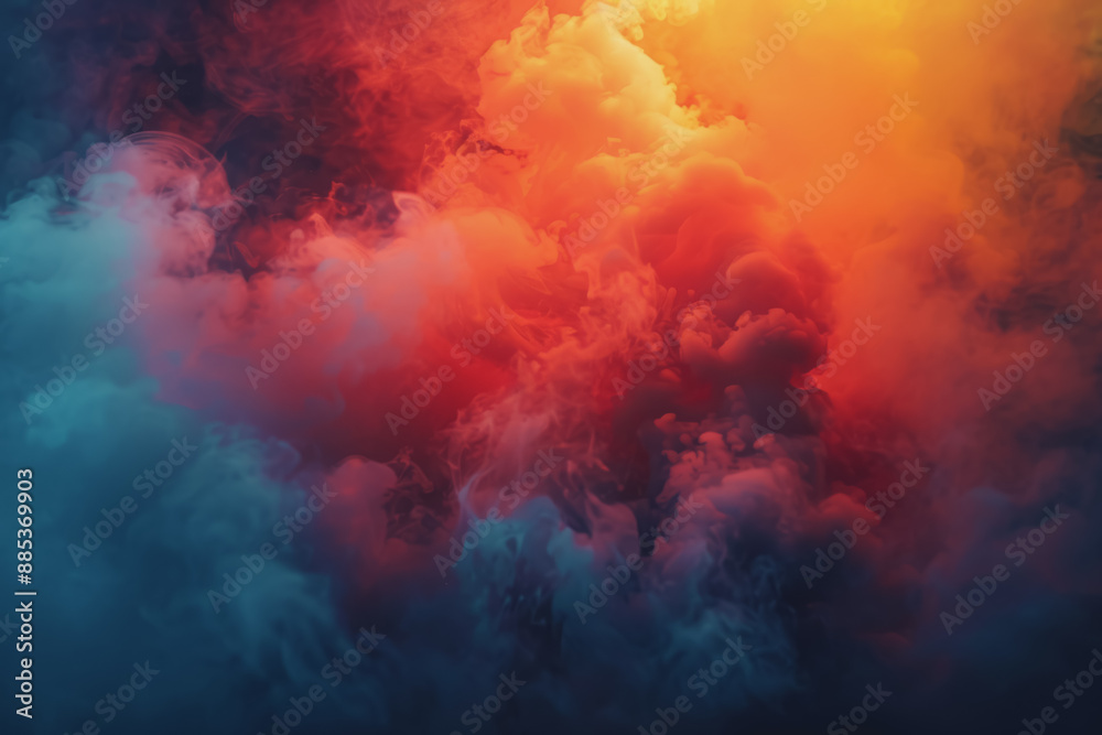 The powerful smoke is a fiery mix of red, yellow, and orange, like a volcanic eruption. The powerful smoke is a fiery mix of red, yellow, and orange, like a volcanic eruption.