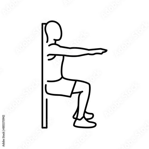 Wall sits line icon. Vector isolated element.
