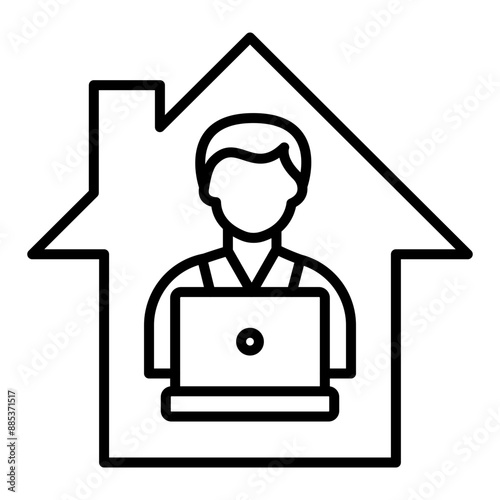Work From Home Vector Line Icon