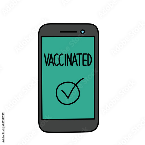 digital covid-19 vaccine certificate hand drawn color vector illustration