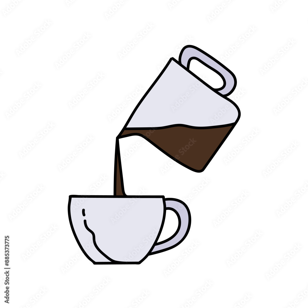 water pouring from jug to cup hand drawn color vector illustration water pouring from jug to cup hand drawn color vector illustration