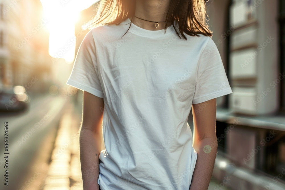 Young Model Shirt Mockup, Boy wearing white t-shirt on street in daylight, Shirt Mockup Template for design print Young Model Shirt Mockup, Boy wearing white t-shirt on street in daylight, Shirt Mockup Template for design print