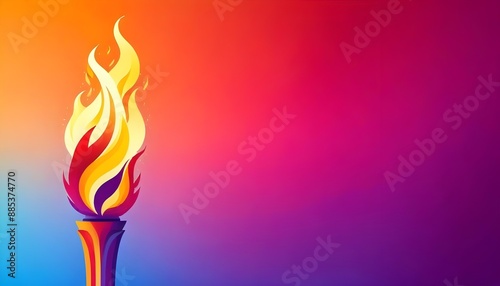 olympic games banner concept with vibrant flame and colorful background