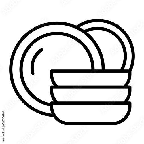 Dishware Vector Line Icon