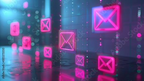email marketing concept, email with notification alert, Direct selling project in customer list business for email