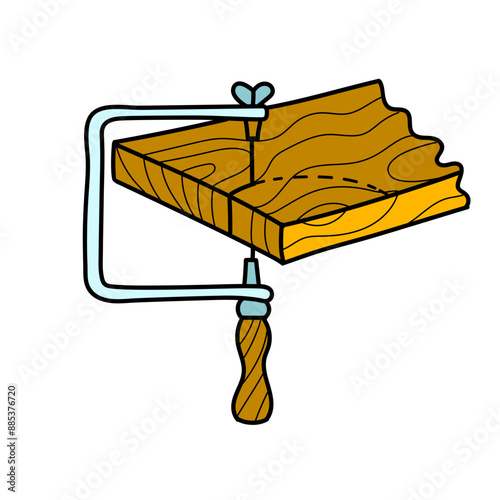 jeweler adjustable saw hand drawn color vector illustration