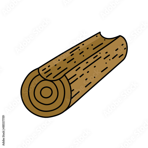 cabin wood log hand drawn color vector illustration