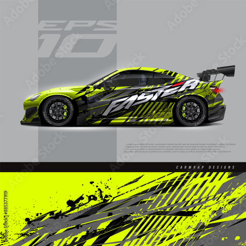 Car wrap decal design concept. Abstract grunge background for wrap vehicles, race cars, cargo vans, pickup trucks and livery.