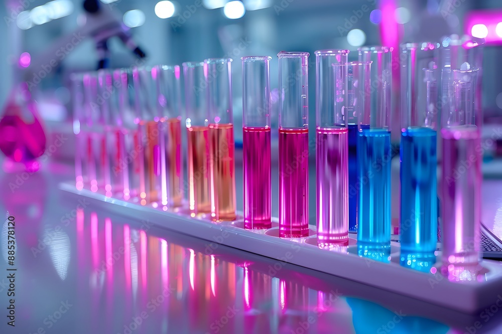 Vibrant Test Tubes in a Modern Laboratory Setting Vibrant Test Tubes in a Modern Laboratory Setting