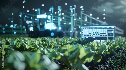 Wallpaper Mural 3D illustration of edge computing in a smart farm optimizing resource usage Torontodigital.ca