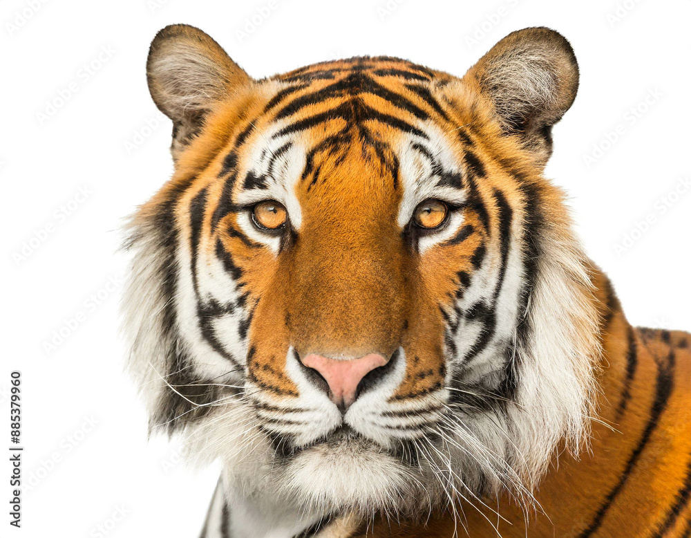 Fototapeta premium Tiger isoliert auf weißen Hintergrund, Freisteller