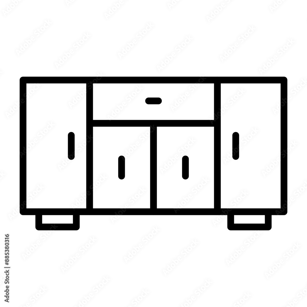 Cabinet Vector Line Icon Cabinet Vector Line Icon