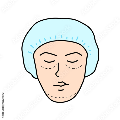 women beauty plastic surgery face adjustment hand drawn color vector illustration