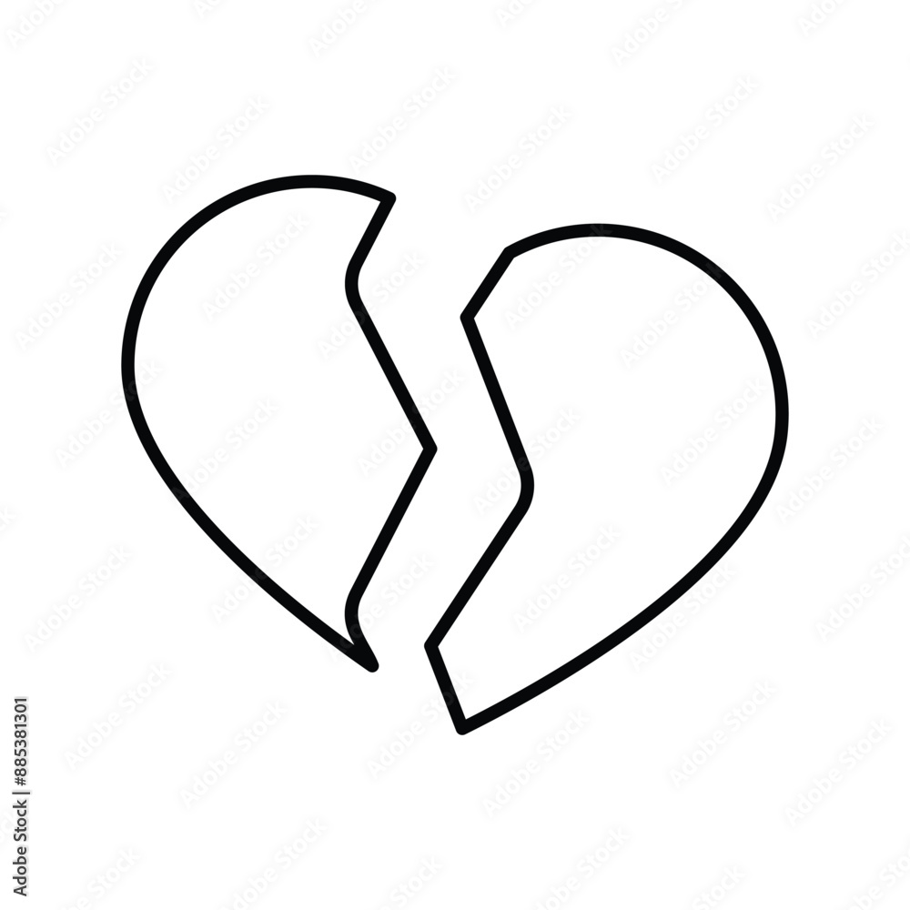 broken heart line icon with white background vector stock illustration broken heart line icon with white background vector stock illustration