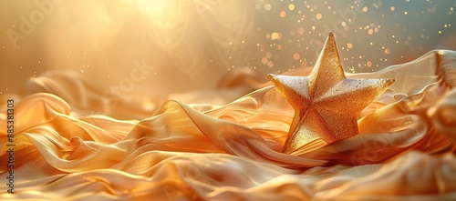 a gold star above the wavy liquid
