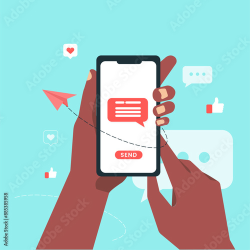 Send message by phone concept illustration