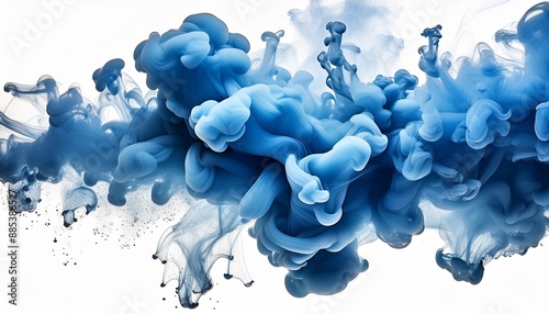 png abstract smoke blue colors watercolor and ink cloud blot on transparent backgrownd photo