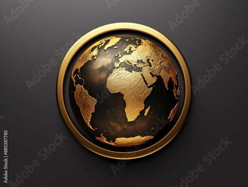 a gold globe with a gold ring around it #885387780