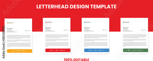 Business Letterhead design template with 4 color variations abstract corporate letterhead