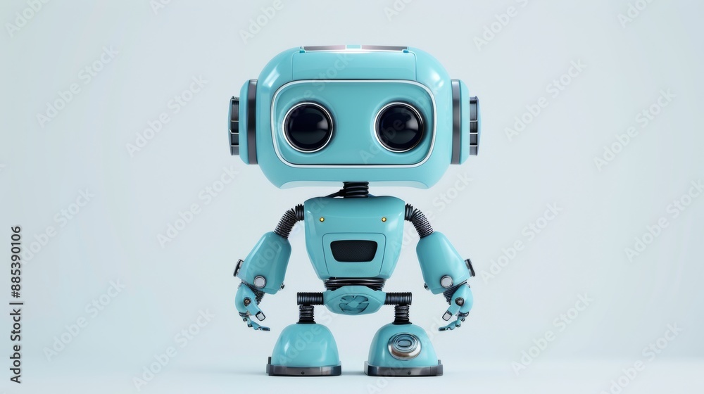 light blue simple robots white background front perspective 1-point perspective light blue simple robots white background front perspective 1-point perspective