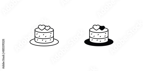 cake set icon with white background vector stock illustration