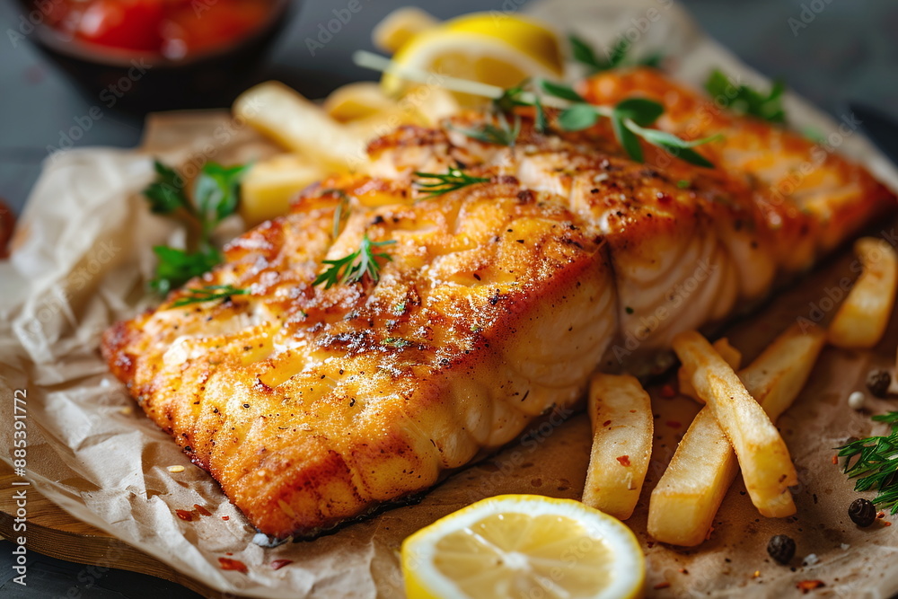 Savory Delights of a Fictional Fish Dish Lunch Generated by AI Savory Delights of a Fictional Fish Dish Lunch Generated by AI