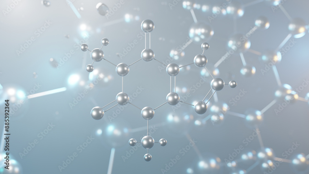 Fototapeta premium theophylline molecular structure, 3d model molecule, inhibits phosphodiesterase, structural chemical formula view from a microscope