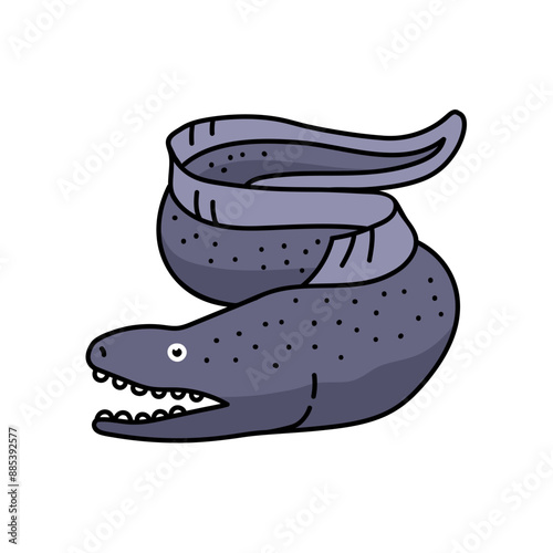 moray eel hand drawn color vector illustration