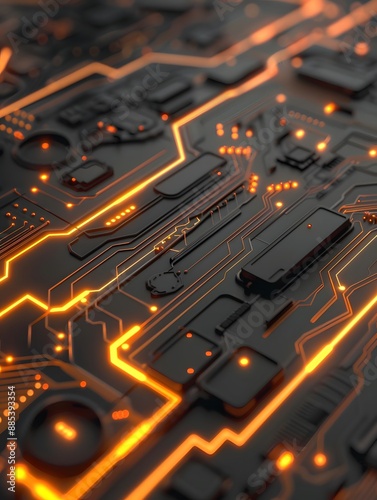 Close-up of a detailed computer circuit board with electronic components photo