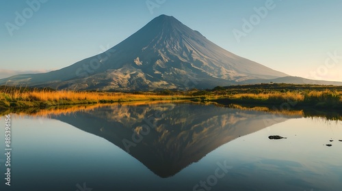 Volcanic Mountain Reflected in Tranquil Water © Lisa_Art