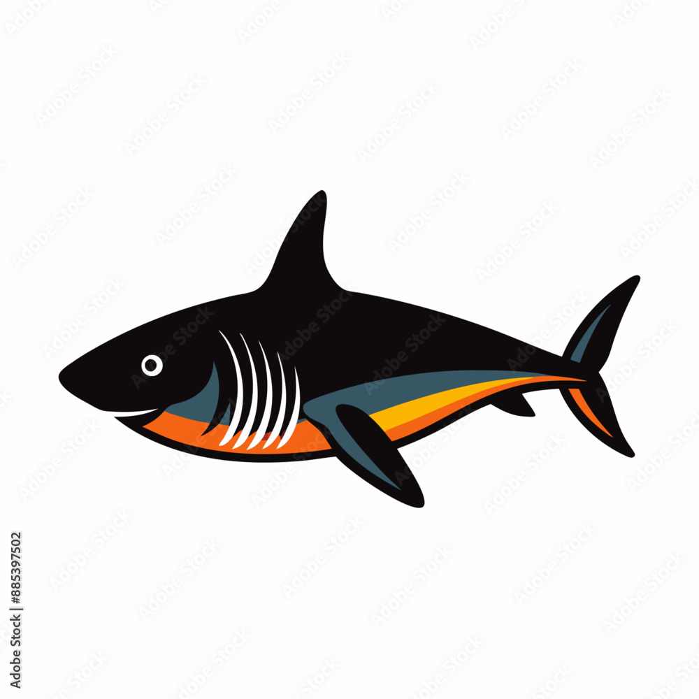 Fototapeta premium shark vector art illustration, a solid color vector art illustration. isolated white background (17)