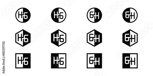 Letters HG and GH Positive and Negative Logo Set, suitable for any business