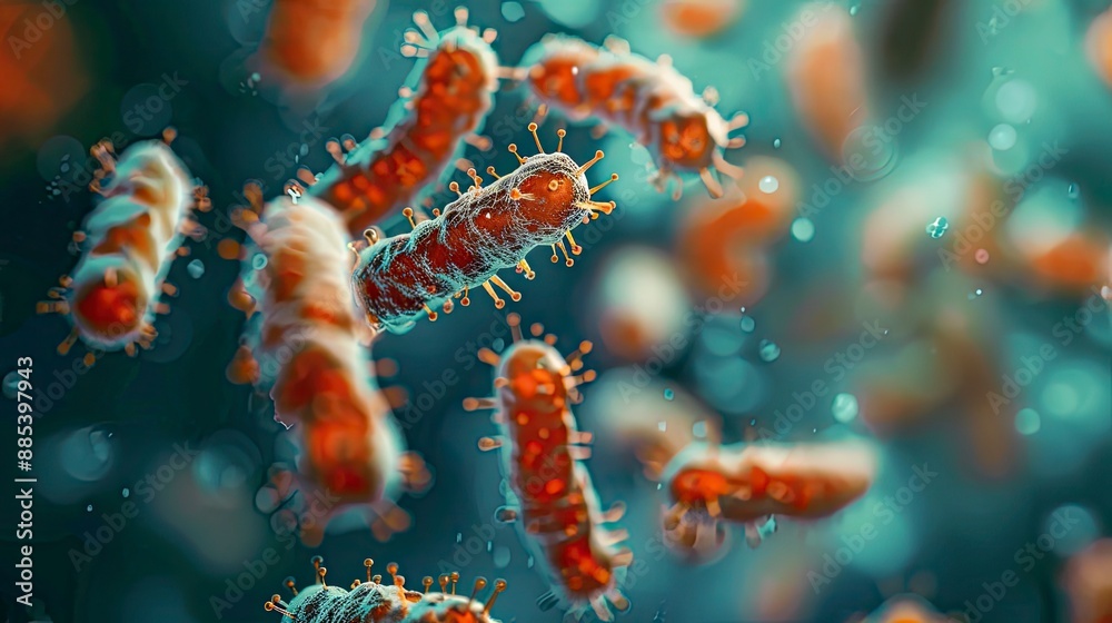 Conceptual image of bacteria in wastewater treatment, illustrating their role in breaking down organic matter and pollutants Conceptual image of bacteria in wastewater treatment, illustrating their role in breaking down organic matter and pollutants