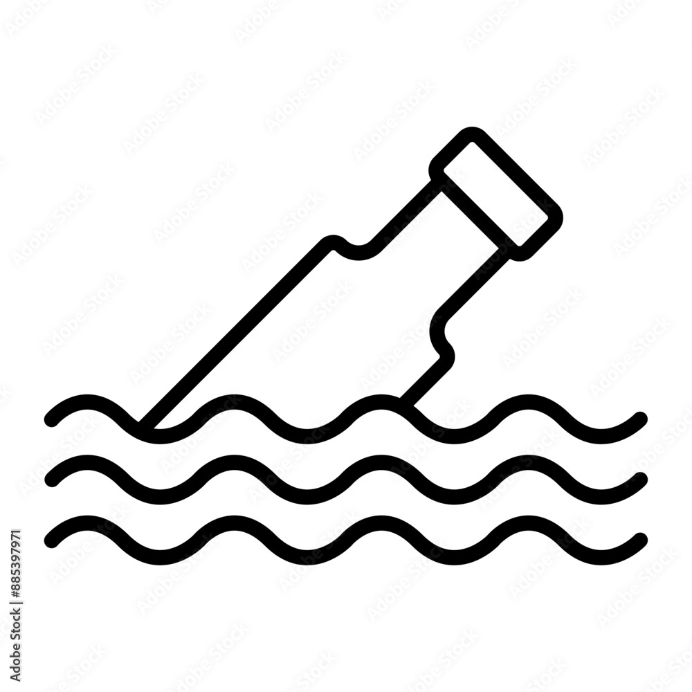 Message Bottle Vector Line Icon