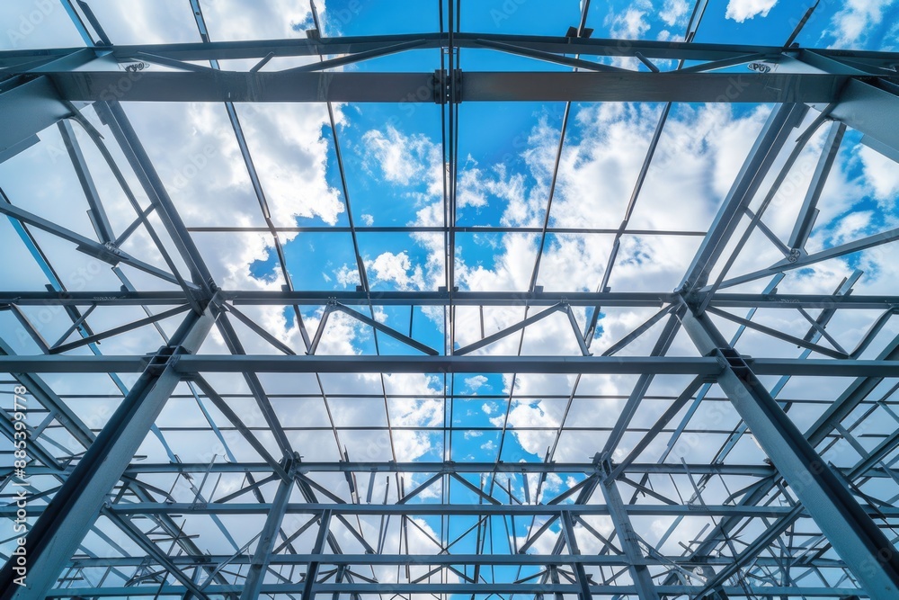 Steel frame structure for industrial building.