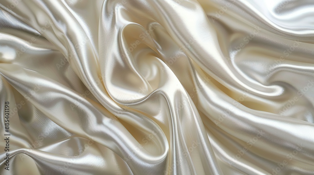 Soft and luxurious cream silk fabric with elegant pleats and folds Soft and luxurious cream silk fabric with elegant pleats and folds