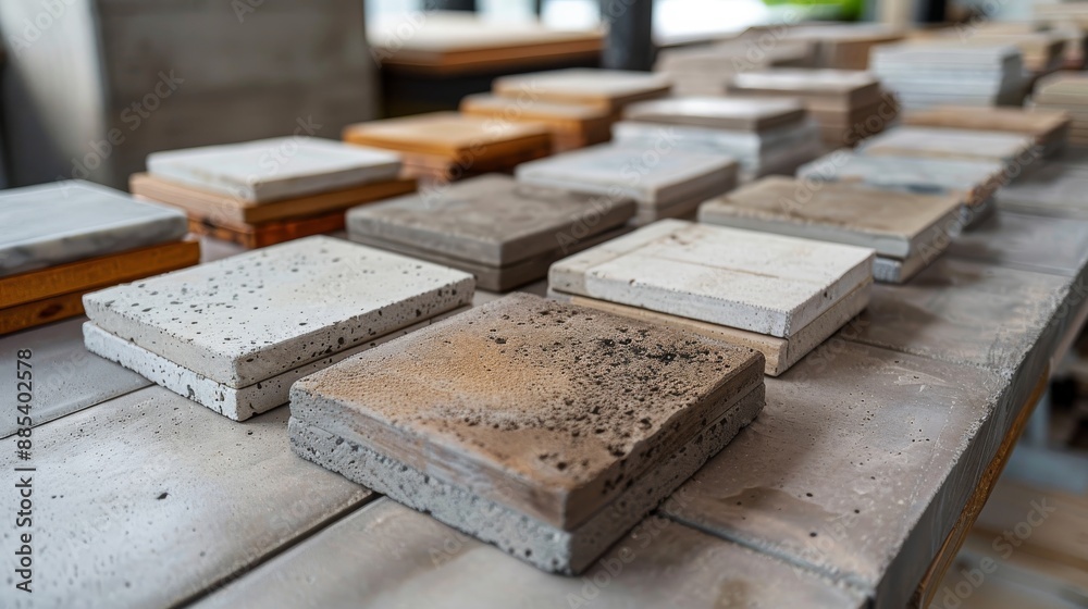 Fototapeta premium realistic wall panel samples laid out on a table