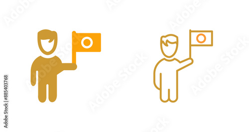 Raising Flag Vector Icon