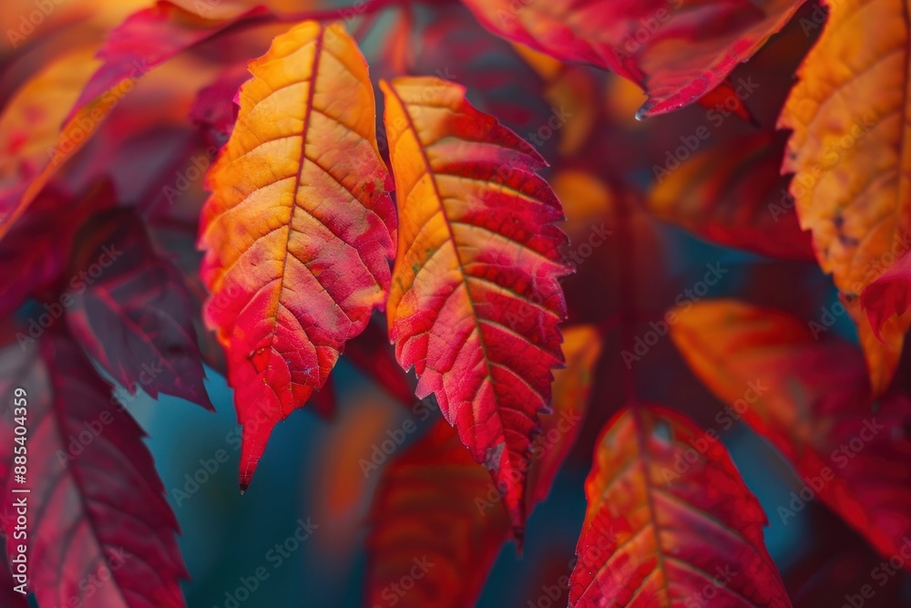 Vibrant Autumn Leaves Close-Up of Brilliant Red, Orange, and Yellow Hues