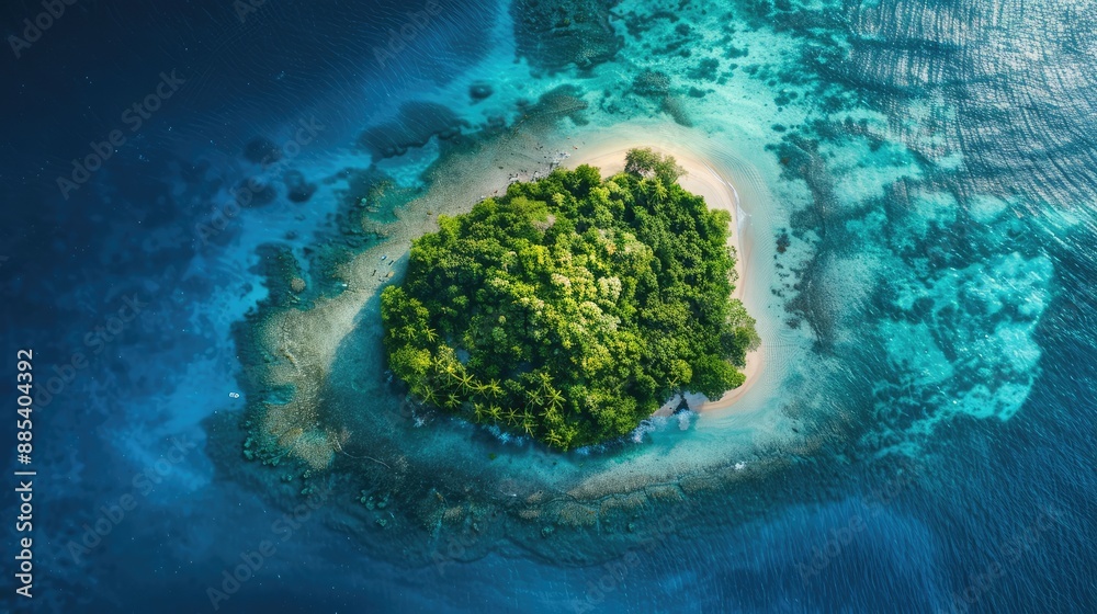 Overhead view of a pristine island