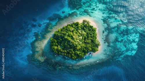 Overhead view of a pristine island