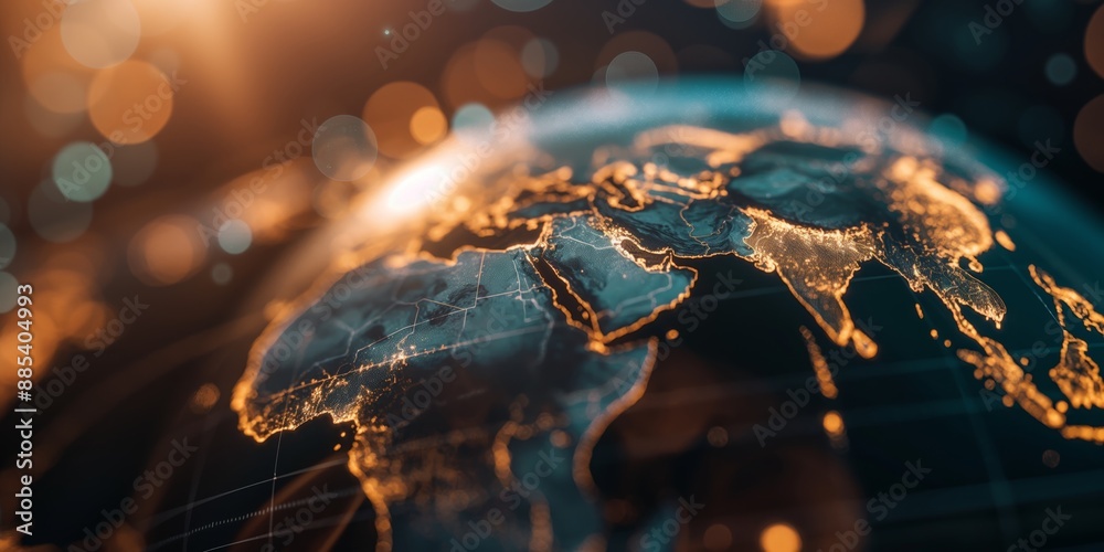 Fototapeta premium close up earth globe map, idea for world wide economic and financial background 